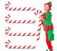 UILYNIU 4 Piezas Decoraciones de Árbol de Navidad, Candy Cane Decoraciones, Inflable Caña de Caramelo, Bastones Caramelo de Navidad, Bastones para Vestido de Lujo Accesorio de Fiesta (Blanco, Rojo)