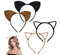 UILYNIU 4 Piezas Diadema de Orejas de Animales para Adultos, Diadema Orejas de Gato Disfraces, Leopardo, Animal Accesorios para Mujeres Fiesta (4PCS, L)