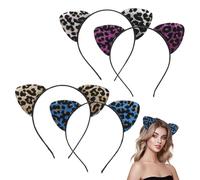 UILYNIU 4 Piezas Diadema Orejas de Leopardo Disfraces para Niños Adultos Diadema de Orejas de Animales, Diadema Leopardo con Orejas, Diadema Animal Accesorios para Mujeres Fiesta Diadema (4PCS)