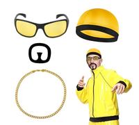 UILYNIU 4 piezas Disfraz años 80 hombre accesorios estadounidense Rock Accesorios Punk Necklace Gorra de Hip Hop Decoraciones de Rapero 80s/ 90s Carnaval Fiestas(4 piezas)