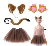 UILYNIU 4 Piezas Disfraz de Zorro para Niños, Orejas de Zorro Larga Cola Zorro Guantes Niña Tutu Falda, Disfraces Animales Orejas Accesorios para Niños Halloween Carnaval Fiesta Disfraces (Zorro)