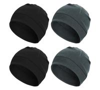 UILYNIU 4 Piezas Gorros de Algodon Hombre Mujer, Beanie Cálido, Gorro de Invierno, Moda Casual Sombreros, Gorro Transpirable, Transpirable Skull Cap para Running, Ciclismo, Dormir (Negro, Gris)