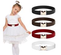 UILYNIU 4 Piezas Hebilla de Corazón Cinturones Elásticos para Niñas, Cinturones de Cuero para Niños, Cinturones Elásticos Ajustables Cinturón Lindo de Liberación Rápida para Niñas Mujeres (4PCS)