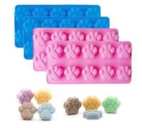 UILYNIU 4 Piezas Moldes de Silicona, Molde de Silicona con pata de Perro, Moldes para Galletas, Moldes de Silicona Hornea, Fácil de Desmoldar, Moldes para Chocolate, Caramelo, Gelatina (Azul, Rosado)