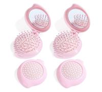 UILYNIU 4 Piezas Peine de Cabello, Cepillo Pelo Plegable con Espejo, Cepillo de Bolsillo Portátil, Cepillos Plegables de Pelo, Peine para Masaje, Cepillo de Viaje para Hombres Mujeres Niñas (Rosa)