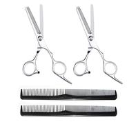 UILYNIU 4 Piezas Tijeras Profesionales, Tijeras de Entresacar para Hogar Peluquería, Tijeras de Corte de Cabello de Acero Inoxidable, Tijeras De Peluquería para El Hogar Peluquería Peluquería (Plata)