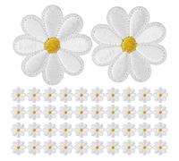 UILYNIU 40 Piezas Parches para Ropa Termoadhesivos Parches de Planchado, Parches de Mezclilla, Parches para Planchar con Flores, Parches Bordados para Manualidades, Camisetas, Ropa, Bolsas (Blanco)