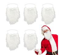 UILYNIU 5 Piezas Barba Blanca Con Banda Elástica, Falsa de Papá Noel, Accesorios de Disfraz, de Jesús, Anciano Para Fiesta Cosplay Navidad (Blanca)