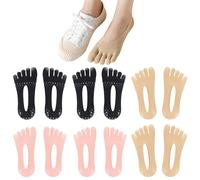 UILYNIU 6 pares de calcetines de dedo para mujer, calcetines de corte bajo invisibles con cinco dedos, calcetines ortopédicos antideslizantes de compresión, calcetines de barco, calcetines separadores
