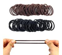 UILYNIU 72 piezas Elástico Gomas sin Metal Suave 4 mm en Espesor Coleteros Elásticos,gomas pelo pequeñas,Bandas el Pelo Elásticas Fuertes Coletas para Mujeres Niñas pelo Grueso (negro,marrón)