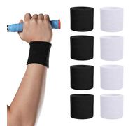 UILYNIU 8 Piezas Banda Elástica de Sudor, Muñequera Sudor, Muñequeras Deportivas para Hombre y Mujer, Muñequeras de Fitness, Muñequera para Tenis, Baloncesto, Fútbol, Running, Gimnasia (Negro, Blanco)