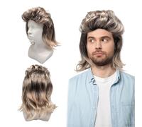 UILYNIU Peluca Carnaval Punk para Hombre Accesorios Peluca Rockera Mujer Pelucas Rockeras Disfraz Años 80 Wave Rocker Popstar Peluca para Disfraz de Halloween Punk Cosplay Fiesta (Negro MarróN)