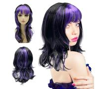 UILYNIU Peluca Morada Negra Peluca de Bruja Peluca de Vampiro Peluca Larga Peluca Rizada Peluca de Salmonete Disfraz de Bruja Peluca Mujer Halloween Cosplay Peluca de para Fiesta Mascarada Halloween