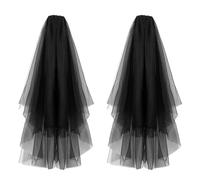 UILYNIU Velo Negro de Novia Cadáver, Disfraz de Novia para Halloween, Accesorio de Boda con Sombrero y Peine