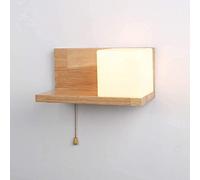 UimimiU Estilo japones DIRIGIÓ Luz de Pared Madera sólida E27 Lámpara de Pared Modernista Minimalista Nordic Self-Pull Cable Switch Splock Light for Sala de Estar de Dormitorio de Cama Interior