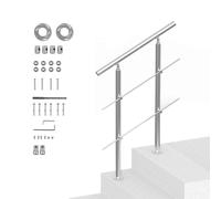 Uimoso Barandilla de Escalera 80 cm Pasamanos de Acero Inoxidable 2 Travesaños