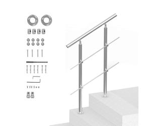 Uimoso Barandilla de Escalera 80 cm Pasamanos de Acero Inoxidable 2 Travesaños