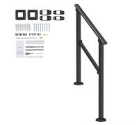 VEVOR Barandilla de Escalera para Pasamanos de Escalera de 2-3 Escalones con Kit de Instalación Tubo Cuadrado de Acero al Carbono para Personas Mayores, Escalones de Concreto, Porche, Patio, Negro
