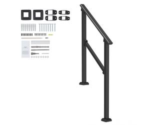 Uimoso Barandilla de Escalera para 2-3 Escalones Exteriores Tubo Cuadrado Negro