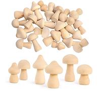 Uinfhyknd 30 setas de madera sin acabar, 6 tamaños de setas de madera natural para proyectos de arte y manualidades, decoración