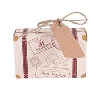 Uinfhyknd 50 cajas de recuerdo de mini maleta, caja de recuerdo de fiesta, papel kraft vintage con etiquetas y cuerda para decoración de boda/fiesta de viaje/despedida de soltera