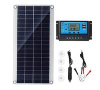Uinfhyknd Células solares un panel solar flexible de 10 W para coche, , techo, furgoneta, batería solar, módulo controlador solar de 50 A