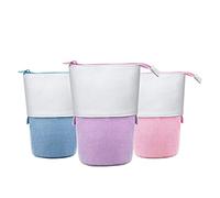 Uinfhyknd Estuche para LáPices TelescóPico de 3 Piezas, Contenedor para LáPices, Contenedor para LáPices de Lienzo, Contenedor Emergente de Doble Uso, Bolsas para LáPices con Cremallera A