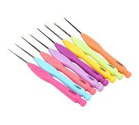 Uinfhyknd Juego de 8 agujas de tejer con mango de plástico, agujas de ganchillo de aluminio, agujas de coser