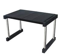 Uinfhyknd Organizador de armario de cocina extensible apilable para salsa de platos, color negro