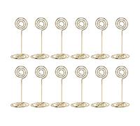 Uinfhyknd Paquete de 12 soportes para tarjetas de números de mesa, soporte para fotos, clips de papel, forma (dorado)