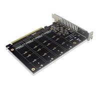 Uinfhyknd Tarjeta Adaptador de 4 Puertos NVMe un PCIE M.2 Adaptador de NVME un PCIe X16 4X32 Gbps M Key Tarjeta de Expansión Lector Convertidor Rígido