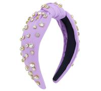 Uintoon Diademas anudadas moradas para mujer, diadema de diamantes de imitación de cristal brillante, accesorios para el cabello para mujeres y niñas, diademas antideslizantes con nudo superior ancho