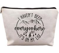 uinwk Bolsa de maquillaje World Traveler, regalo para viajeros, bolsa de maquillaje de aventura, regalos para mujeres a las que les gusta viajar, I Haven't Been Everywhere But It's On My List, LxbBT