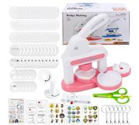 UIOK Maquina Hacer Chapas, 3 IN 1 Máquina para Hacer Insignias Máquina para Hacer Botones de 55mm /40 mm, Maquina Chapas Personalizadas Kit DIY Insignia Maker para Navidad (Rosa)