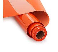 UIOK Vinilo Textil Termoadhesivo 30 x 365 cm HTV Vinilo Textil, Naranja Neón Rollo de Vinilo Transferencia de Calor Vinilo Termoadhesivo Textil para DIY Camisetas y Más Telas (Naranja Neón)