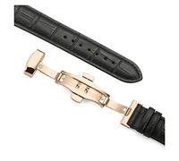 UIONBUN Watch Strap,12mm to 24mm Genuine Leather Padded Watch Strap Watch Band Leisurely (Band Color : Brown with tan, Band Width : 12mm)(Black with black,15mm)