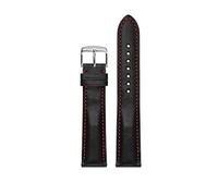 UIONBUN Watch Strap,Cowhide Watchband Watch Strap 16mm 18mm 19mm 20mm 21mm 22mm 24mm for Men for Women Leisurely (Band Color : Black red, Size : 19mm)(Black Red,19mm)
