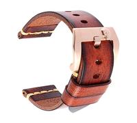 UIONBUN Watch Strap,Genuine Leather Watch Band Vintage Italian Cow Leather Watchband 20mm 22mm 24mm Watch Strap Leisurely (Band Color : Darkbrown-Silver, Band Width : 18mm)(NaturalBrown-RG,18mm)