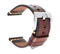 UIONBUN Watch Strap,Genuine Leather Watch Band Vintage Italian Cow Leather Watchband 20mm 22mm 24mm Watch Strap Leisurely (Band Color : Darkbrown-Silver, Band Width : 18mm)(DarkBrown-Silver,20mm)
