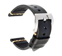 UIONBUN Watch Strap,Genuine Leather Watch Band Vintage Italian Cow Leather Watchband 20mm 22mm 24mm Watch Strap Leisurely (Band Color : Darkbrown-Silver, Band Width : 18mm)(AshBlack-Silver,22mm)