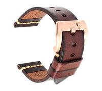 UIONBUN Watch Strap,Genuine Leather Watch Band Vintage Italian Cow Leather Watchband 20mm 22mm 24mm Watch Strap Leisurely (Band Color : Darkbrown-Silver, Band Width : 18mm)(DarkBrown-RoseGold,18mm)