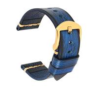 UIONBUN Watch Strap,Handmade Leather Watch Bands 18mm 19mm 20mm 21mm 22mm 23mm 24mm Watchband Watch Strap Leisurely (Band Color : Blue Silver, Band Width : 20mm)(Blue Gold,19mm)