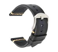 UIONBUN Watch Strap,Handmade Leather Watch Bands 18mm 19mm 20mm 21mm 22mm 23mm 24mm Watchband Watch Strap Leisurely (Band Color : Blue Silver, Band Width : 20mm)(AshBlack Silver,21mm)