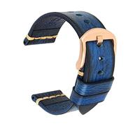UIONBUN Watch Strap,Handmade Leather Watch Bands 18mm 19mm 20mm 21mm 22mm 23mm 24mm Watchband Watch Strap Leisurely (Band Color : Blue Silver, Band Width : 20mm)(Blue Rose Gold,22mm)