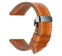 UIONBUN Watch Strap,Leather Watchband Brown Real Watch Band 18-26mm with Solid Automatic Butterfly Buckle Watch Straps Leisurely (Band Color : Dark Brown, Band Width : 23mm)(Light Brown,18mm)