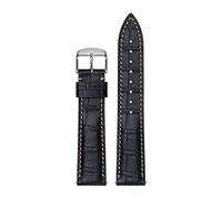 UIONBUN Watch Strap,Slub Pattern Italian Calf Leather Watch Band Strap 18mm 19mm 20mm 21mm 22mm Pin Buckle Leisurely (Band Color : Sea Blue, Band Width : 22mm)(Black White Line,22mm)