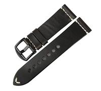 UIONBUN Watch Strap,Vintage Genuine Leather Watch Band Light Brown with Stainless Steel Buckle 20mm 22mm 24mm Watch Strap Watchband Leisurely (Band Color : Red S, Band Width : 22mm)(Black B,20mm)