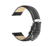 UIONBUN Watch Strap,Watchbands 12mm To 24mm Watch Strap Brown Black Genuine Leather Silver Pin Buckle (Band Color : Brown, Band Width : 12mm)(Black tan line,15mm)