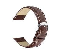 UIONBUN Watch Strap,Watchbands 12mm To 24mm Watch Strap Brown Black Genuine Leather Silver Pin Buckle (Band Color : Brown, Band Width : 12mm)(Brown tan line,21mm)