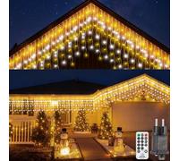 UIONVO Luces Navidad Exterior Cortina Calidas - 10M Luz de Navideña Cascada Exteriores Luces Impermeable Guirnalda iluminación Interior para Decoracion de Balcon terraza Jardin
